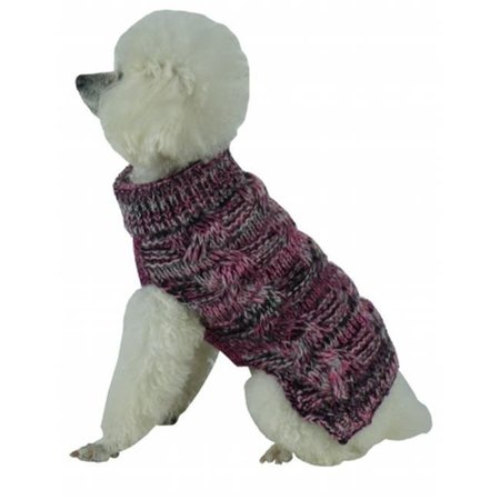 PETPURIFIERS Royal Bark Heavy Cable Knitted Designer Fashion Dog Sweater; Large PE117133